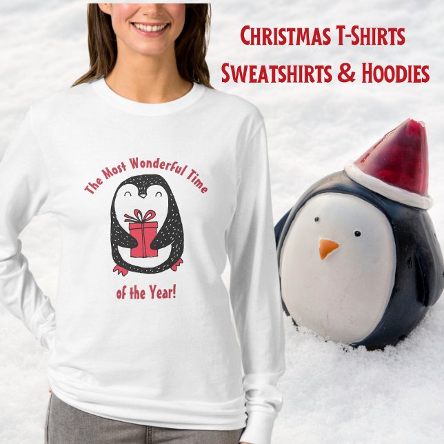 Cute Penguin-julgåva T Shirt (Penguin, Christmas Gift, Cute, Ladies T-Shirt)