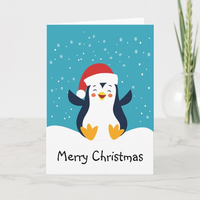 Cute Penguin-julhälsningskort Kort (Framsida)