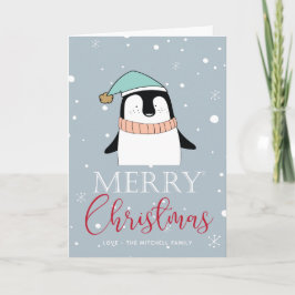 Cute Penguin-julkort Tecknad stil Helgkort