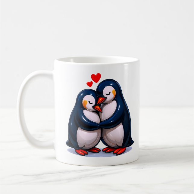 Cute Penguin Kärlek Kaffemugg (Vänster)