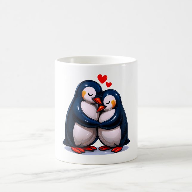 Cute Penguin Kärlek Kaffemugg (Center)