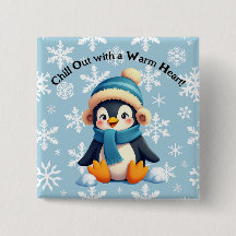 Cute Penguin-knapp - Kyla ut med ett varmt hjärta!