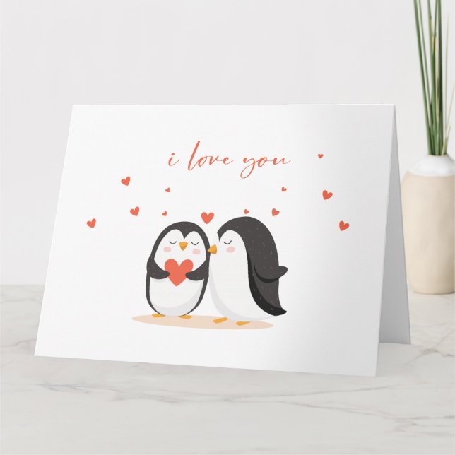 Cute Penguin-kort - för årsdag i Kärlek Kort (Framsida)