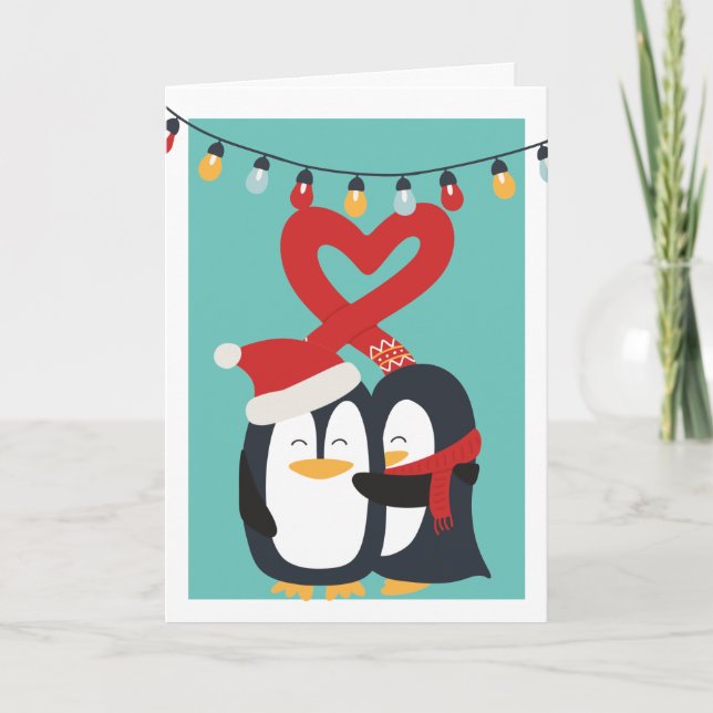 Cute Penguin lite Personlig jul Helgkort (Framsida)