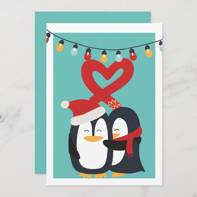 Cute Penguin lite Personlig jul Julkort (Fram/baksida)