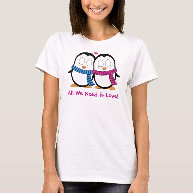 Cute Penguin lite T-shirt med personlig Text (Framsida)