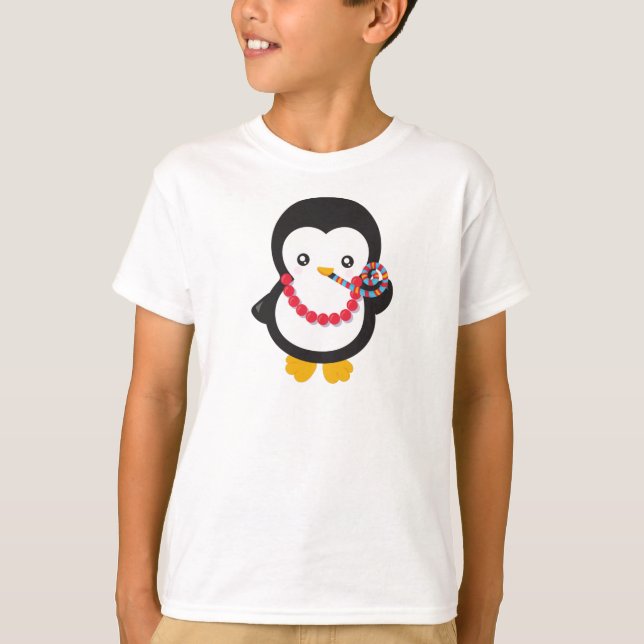 Cute Penguin, Little Penguin, Party Whistle T Shirt (Framsida)