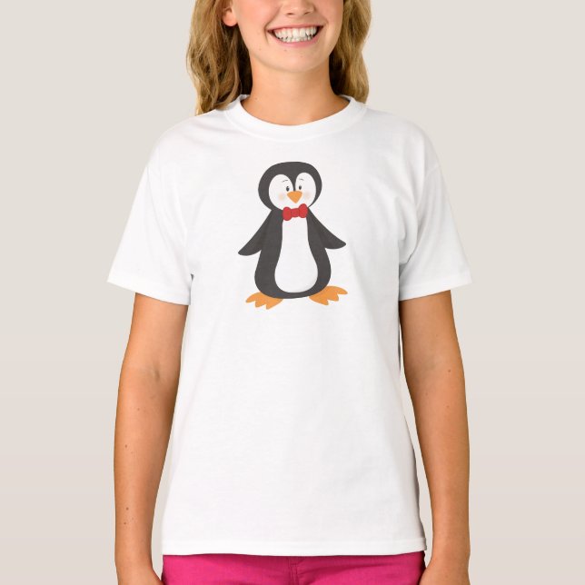 Cute Penguin, Little Penguin, Penguin with Bow Tie T Shirt (Framsida)