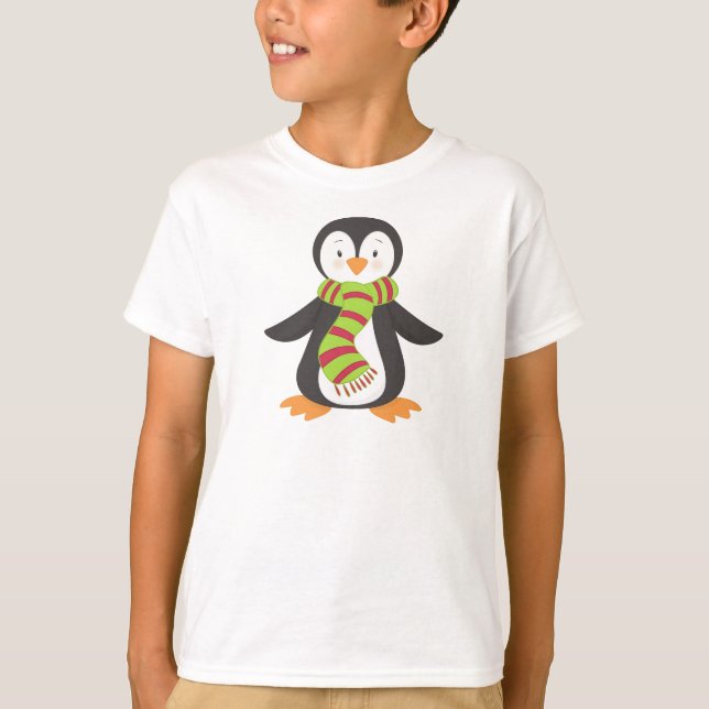 Cute Penguin, Little Penguin, Penguin with Scarf T Shirt (Framsida)