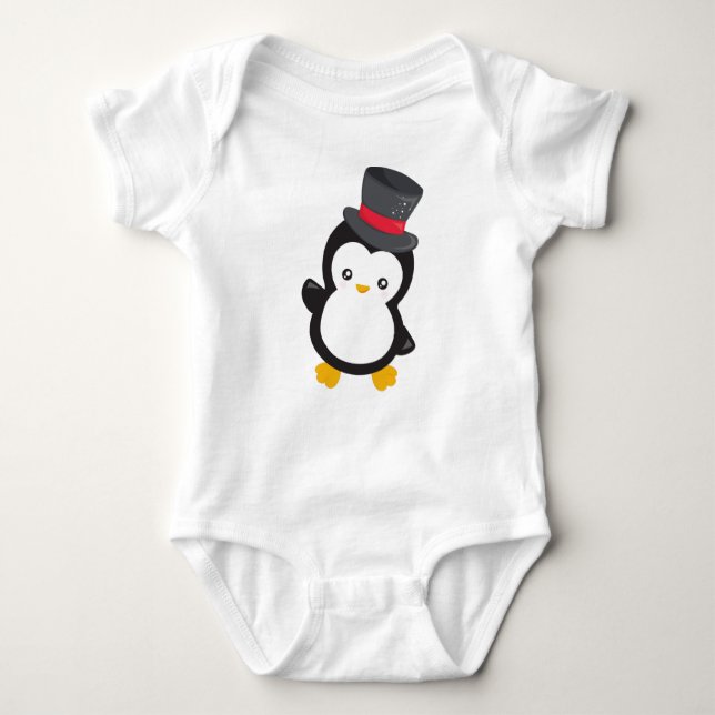 Cute Penguin, Little Penguin, Top Hat T Shirt (Framsida)