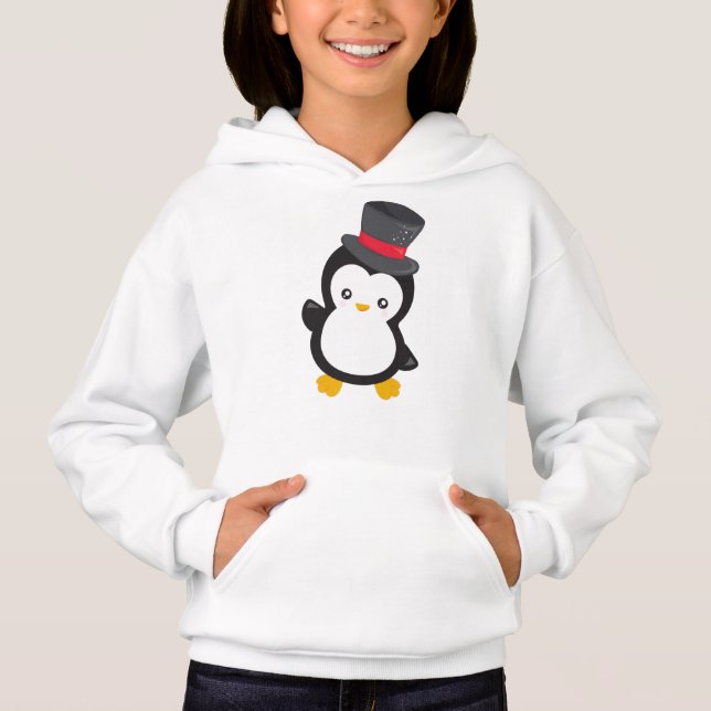 Cute Penguin, Little Penguin, Top Hat T Shirt (Framsida)