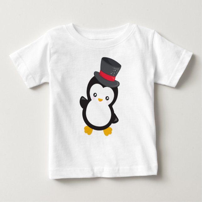 Cute Penguin, Little Penguin, Top Hat T Shirt (Framsida)