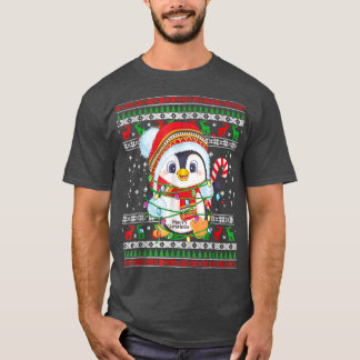 Cute Penguin Ljus Ugly julsötare För manar T Shirt