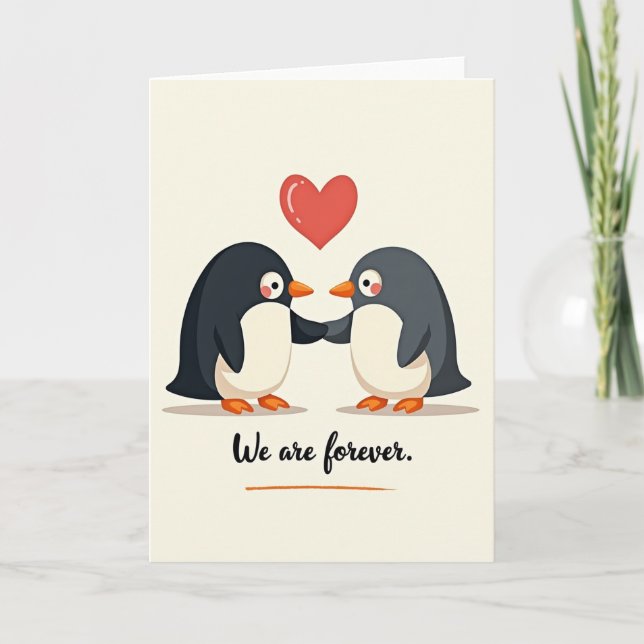 Cute Penguin Love Forever Card Kort (Framsida)