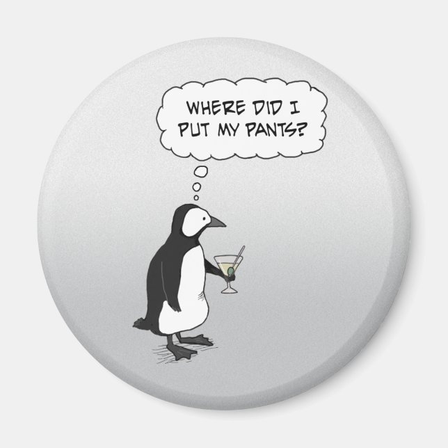 Cute penguin-magnet: byxor saknas magnet (Framsidan)