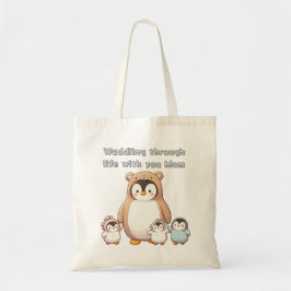Cute Penguin Mamma Tote Bag Tygkasse