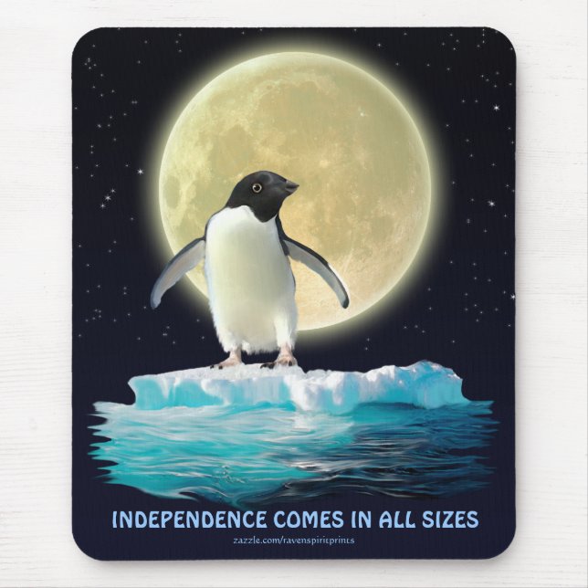 Cute PENGUIN & MÅNE Roligt Motivational Mousepad Musmatta (Framsidan)