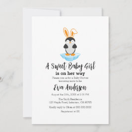 Cute Penguin med babystövel med huvud Inbjudningar
