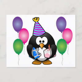 Cute Penguin med ballong Vykort