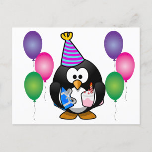 Cute Penguin med ballong Vykort
