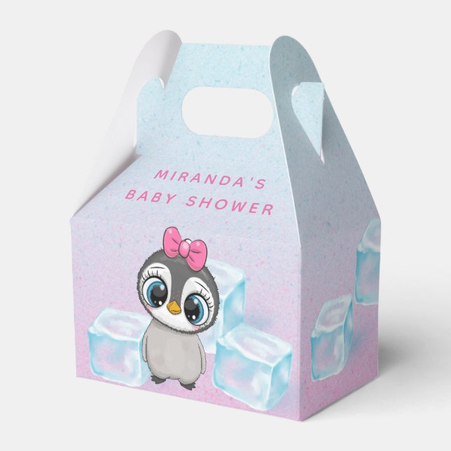 Cute Penguin med Big Öga Ice Flicka Shower Presentaskar (Framsidan Sidan)