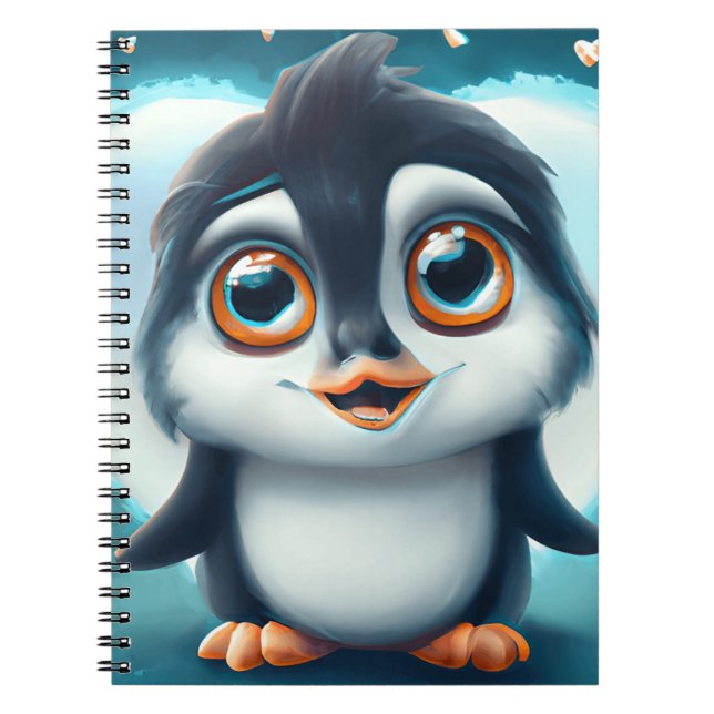 Cute Penguin med Big Ögon bärbar dator Anteckningsbok (Framsidan)