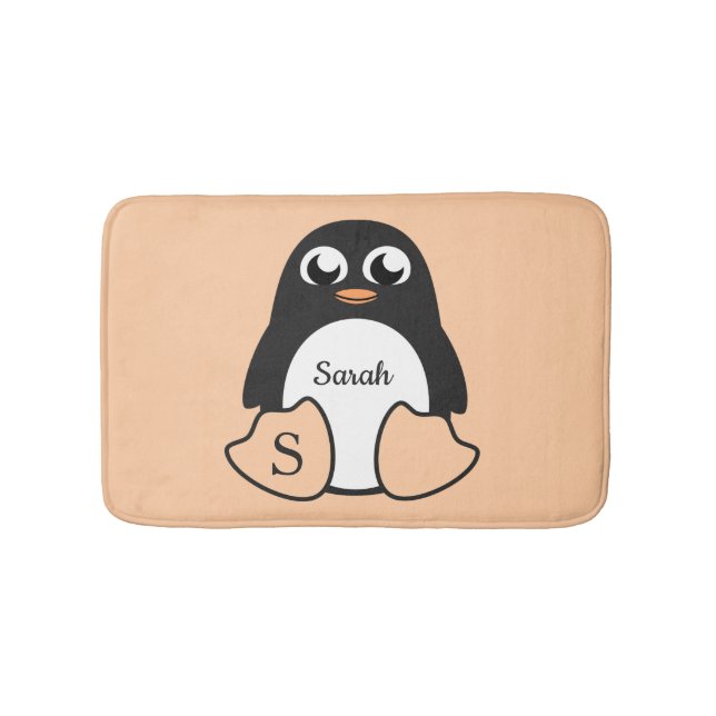 Cute Penguin med ditt namn Badrumsmatta (Framsidan)