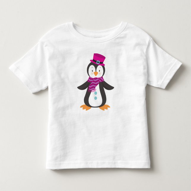 Cute Penguin med hatt, penguin med skinka T Shirt (Framsida)