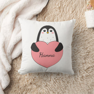 Cute penguin med hjärta kudde