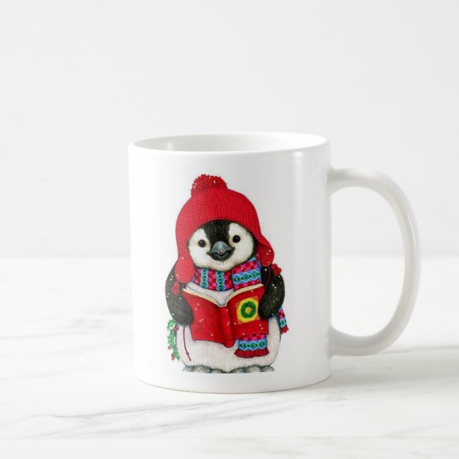 Cute Penguin med julhelgen Sång Kaffemugg (Höger)