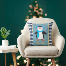 Cute Penguin med öronmuffar med gyllene accenter