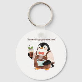 Cute penguin med peppermint latte nyckelring