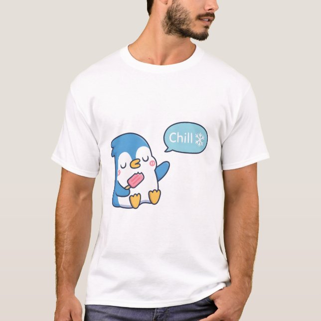 Cute Penguin med populationssäckar, frossa T Shirt (Framsida)