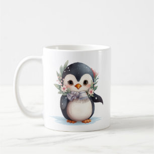 Cute Penguin med Scarf och Holly Kaffemugg