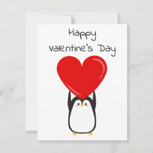 Cute penguin med stort rött hjärta - kort