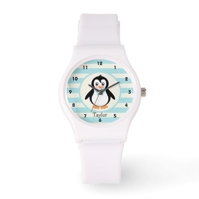 Cute Penguin med Turquise Bowtie Armbandsur (Framsida)