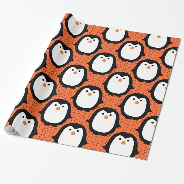 Cute Penguin Mönster Presentpapper (Utrullad)