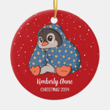 Cute Penguin Mysigt jul Snowy Winter Helgdag