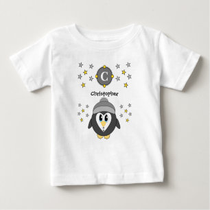 Cute penguin namn stjärnor gult grått t shirt