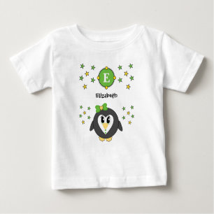 Cute penguin namn stjärnornas gult grönt t shirt