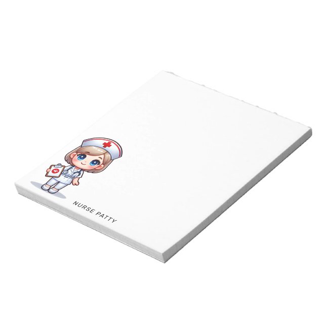 Cute Penguin Nurse Rosa Stethoscope Anpassningsbar Anteckningsblock (Roterad)