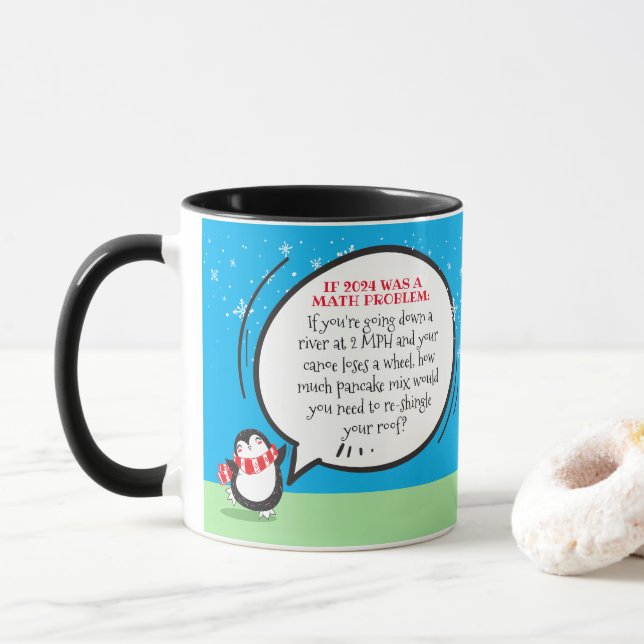 Cute Penguin, nyårsoffert för matematikproblem Mug Mugg (Med munk)