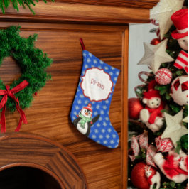Cute Penguin och Snöflingor Monogrammed Stocking Liten Julstrumpa