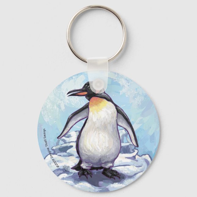 Cute Penguin på Blue Nyckelring (Framsida)