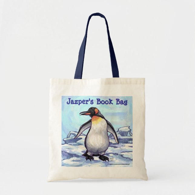 Cute Penguin Personlig Bok Bag Tygkasse (Framsidan)