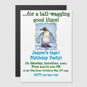 Cute Penguin Personlig Party Magnetisk Inbjudningskort