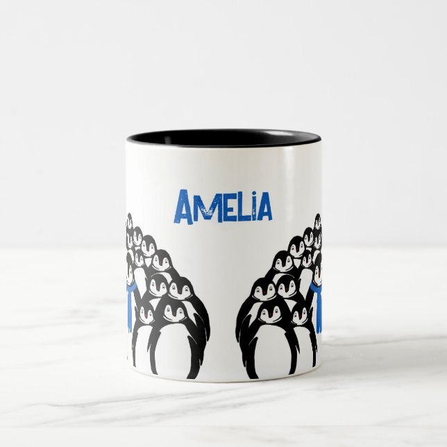 Cute Penguin Personlig Två-Tonad Mugg (Center)