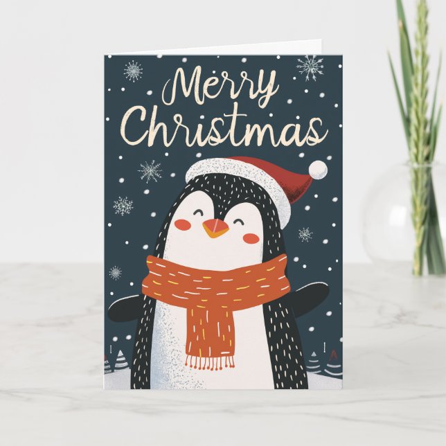 Cute Penguin-Personligen Jul Helgkort (Framsida)