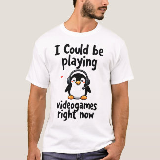 Cute Penguin Playing Videogames Gamer Shirt T Shirt