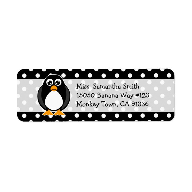 Cute Penguin Polka Dot-Returetiketter Returadress Etikett (Framsidan)